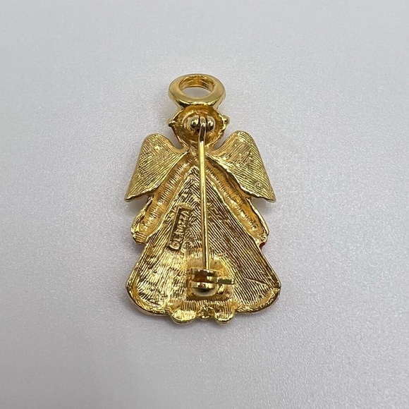 Vintage Angel Brooch and Pendant, Patriotic Signed L. Razza USA Angel - Picture 2 of 3